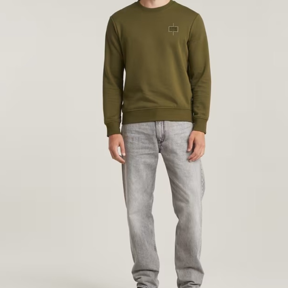 G-Star Men's Olive Green Logo Sweater Sweatshirt Small